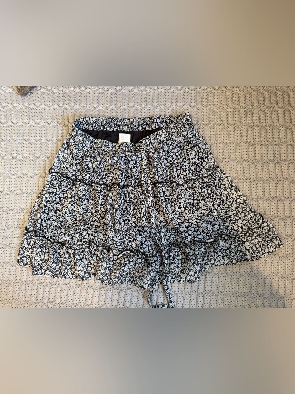 Black and White Floral Ruffled skirt
